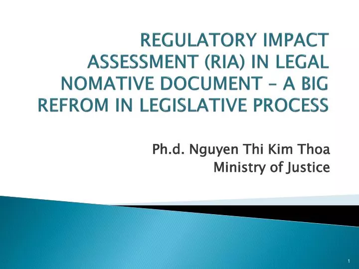regulatory impact assessment ria in legal nomative document a big refrom in legislative process