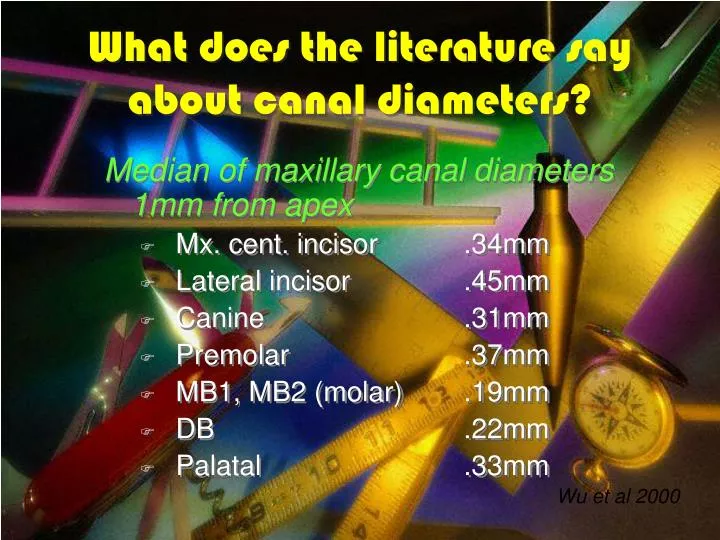 what does the literature say about canal diameters