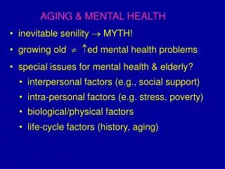 AGING &amp; MENTAL HEALTH