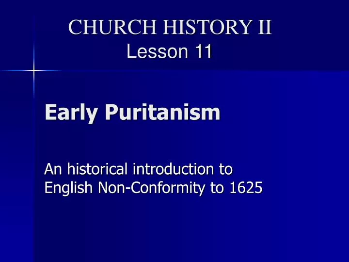 early puritanism