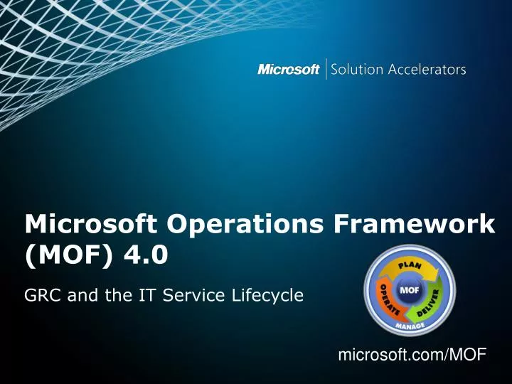 microsoft operations framework mof 4 0
