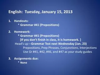 English: Tuesday, January 15, 2013
