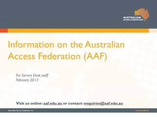 Information on the Australian Access Federation (AAF)