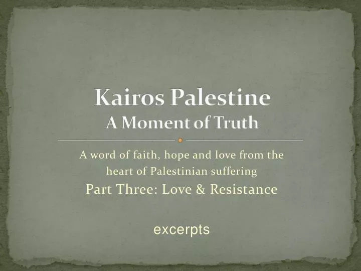 kairos palestine a moment of truth