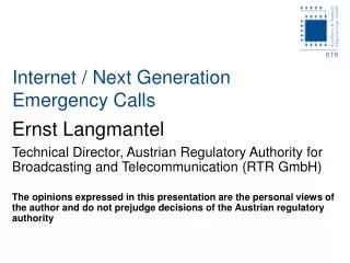 Internet / Next Generation Emergency Calls