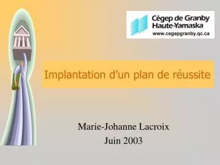implantation d un plan de r ussite