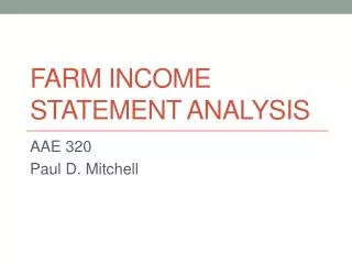 Farm Income Statement Analysis