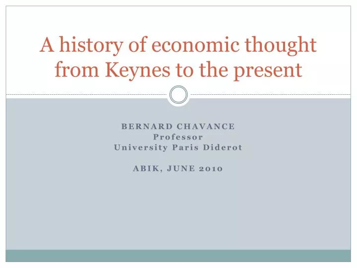 a history of economic thought from keynes to the present