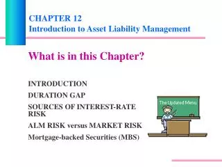 CHAPTER 12 Introduction to Asset Liability Management