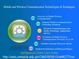 Mobile and Wireless Communication Technologies &amp; Techniques