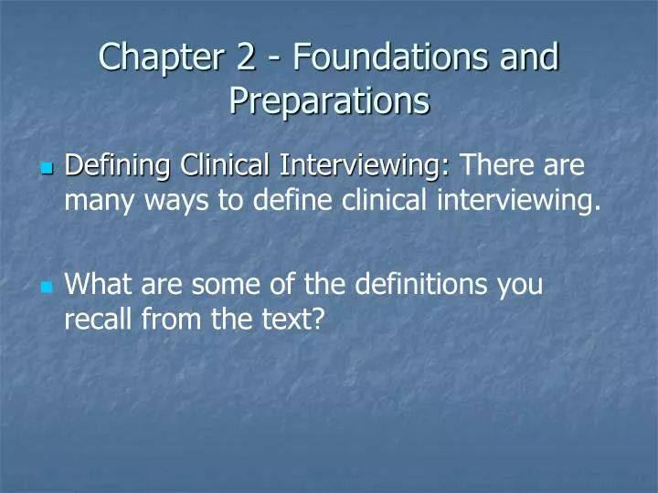 chapter 2 foundations and preparations