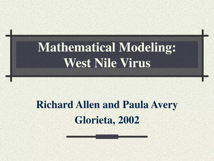 mathematical modeling west nile virus