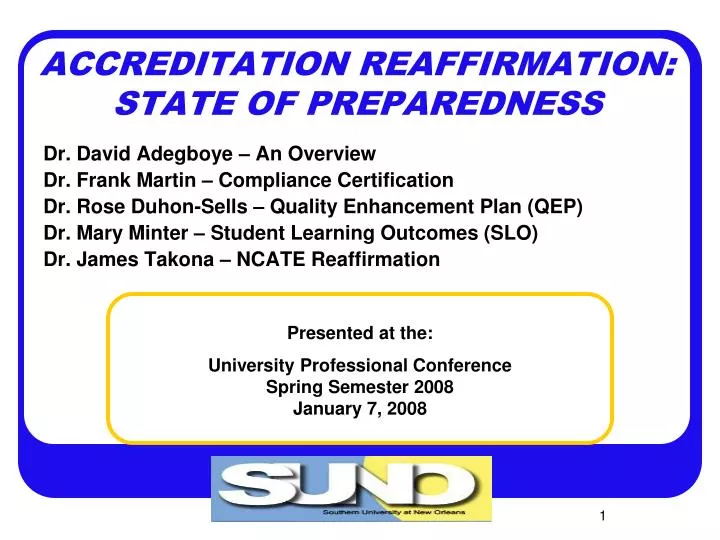 accreditation reaffirmation state of preparedness