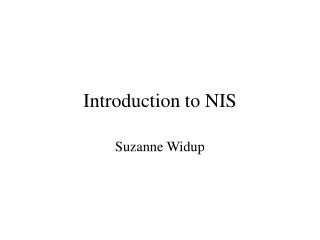 Introduction to NIS