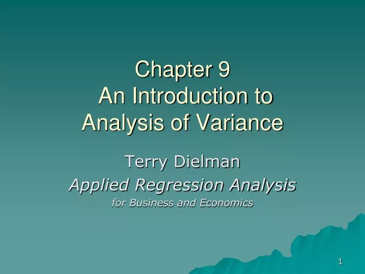 chapter 9 an introduction to analysis of variance