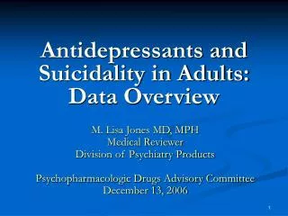 antidepressants and suicidality in adults data overview