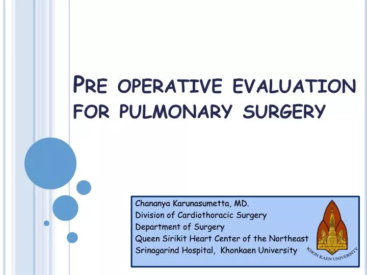 pre operative evaluation for pulmonary surgery