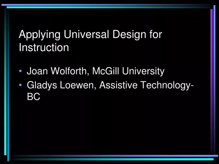 applying universal design for instruction