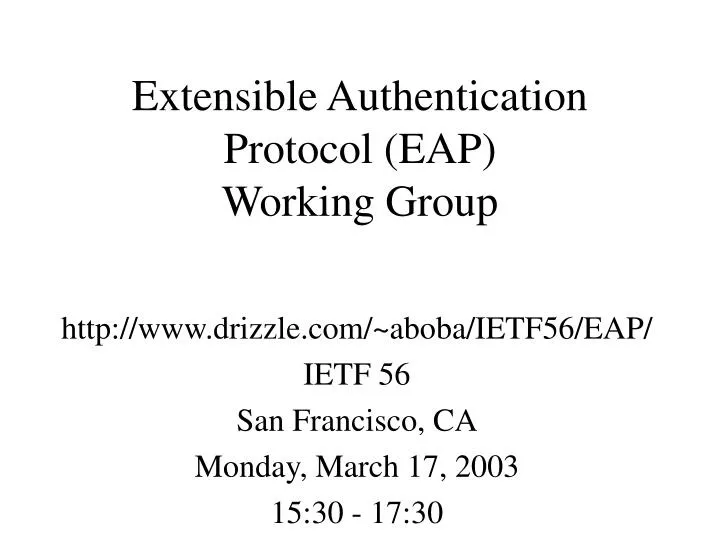 extensible authentication protocol eap working group