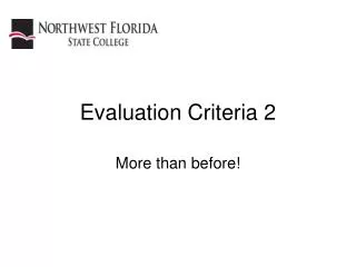 Evaluation Criteria 2