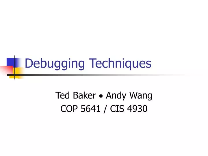 debugging techniques