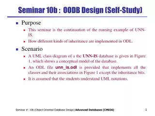 Seminar 10b : OODB Design (Self-Study)
