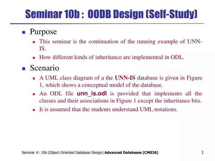 seminar 10b oodb design self study