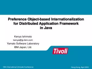 Preference Object-based Internationalization for Distributed Application Framework in Java