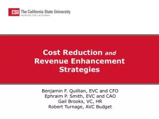 Cost Reduction and Revenue Enhancement Strategies