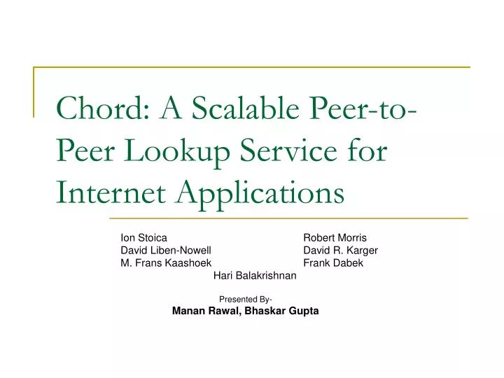 chord a scalable peer to peer lookup service for internet applications