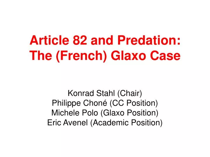 article 82 and predation the french glaxo case