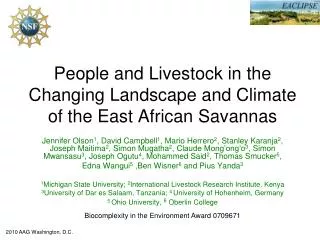 People and Livestock in the Changing Landscape and Climate of the East African Savannas