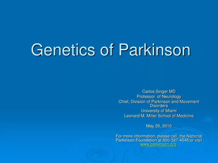 genetics of parkinson