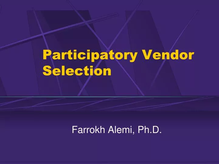 participatory vendor selection