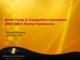 Battle Cards &amp; Competitive Information 2009 EMEA Partner Conference