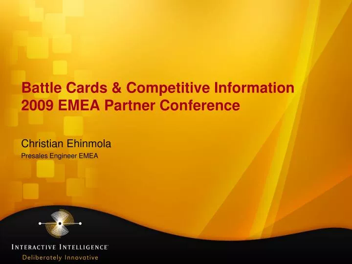 battle cards competitive information 2009 emea partner conference