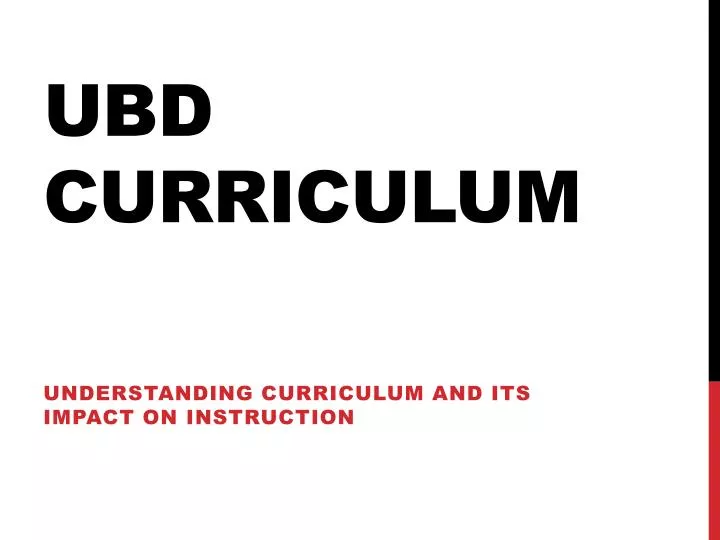 ubd curriculum