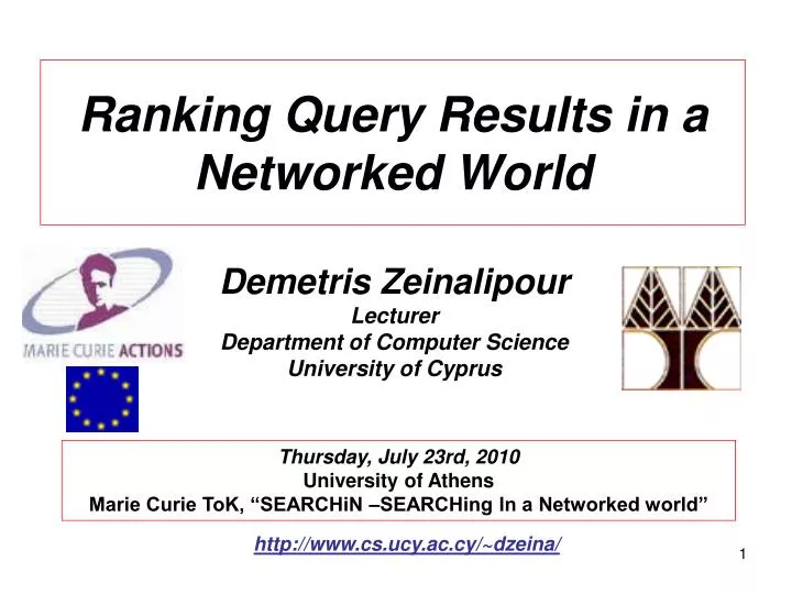 ranking query results in a networked world