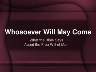 Whosoever Will May Come