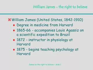 William James - the right to believe