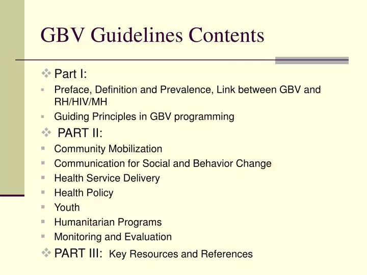 gbv guidelines contents