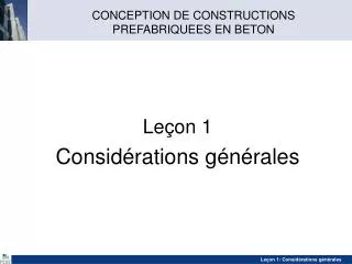 CONCEPTION DE CONSTRUCTIONS PREFABRIQUEES EN BETON