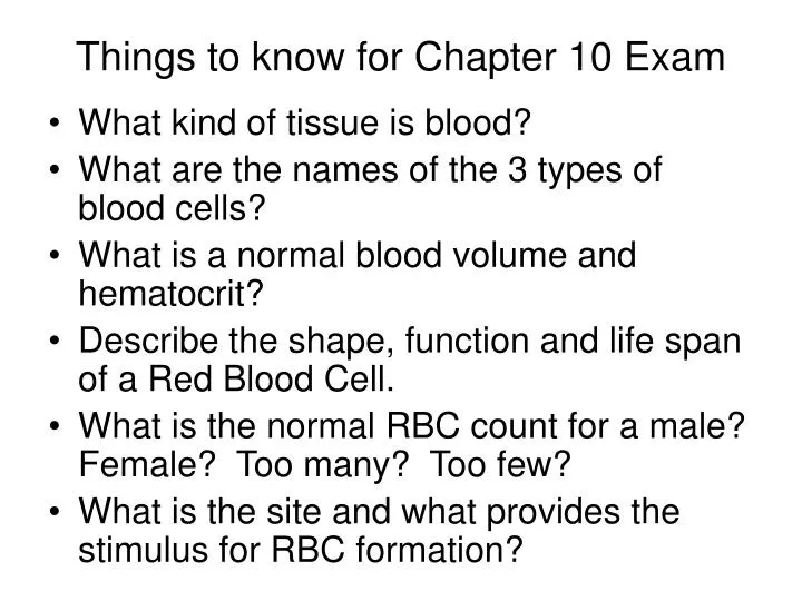 things to know for chapter 10 exam