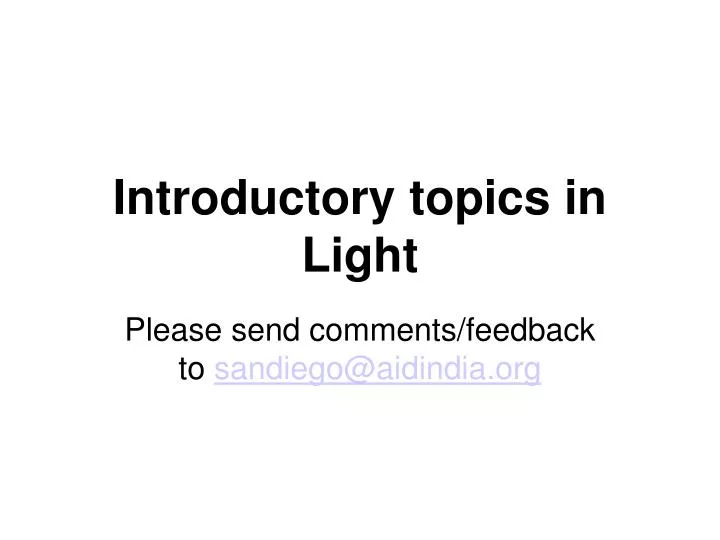 introductory topics in light