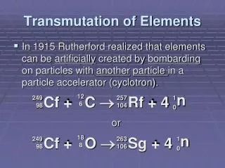 Transmutation of Elements