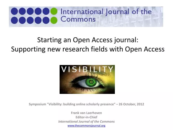 starting an open access journal supporting new research fields with open access