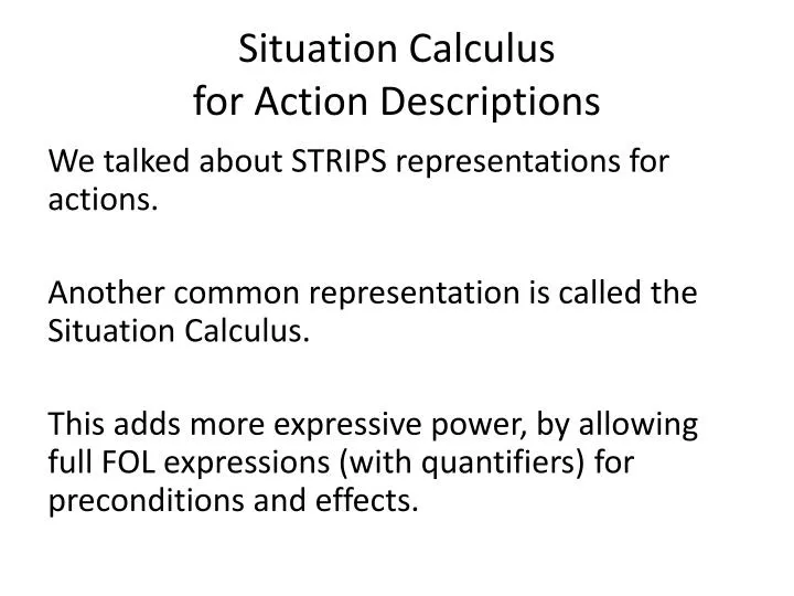 situation calculus for action descriptions