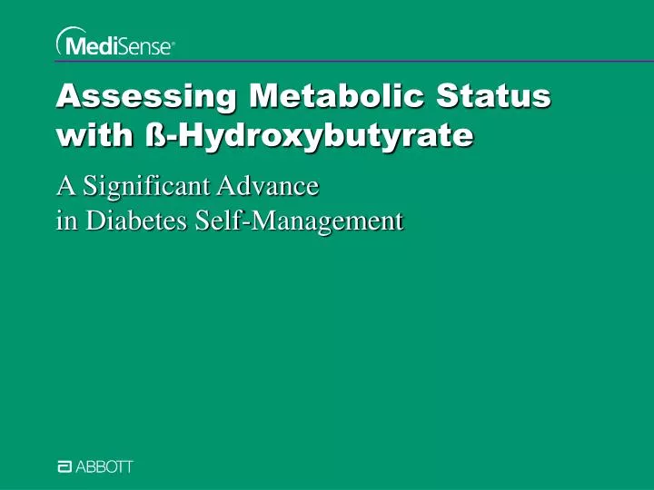 assessing metabolic status with hydroxybutyrate