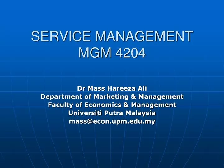 service management mgm 4204