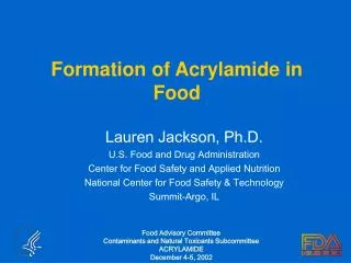 Formation of Acrylamide in Food